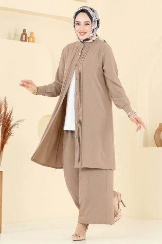 moda selvim طقم بيج غامق 3104HBS856 - Thumbnail