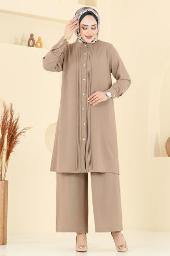 moda selvim طقم بيج غامق 3104HBS856 - Thumbnail