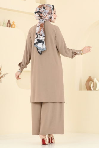 moda selvim طقم بيج غامق 3104HBS856 - Thumbnail