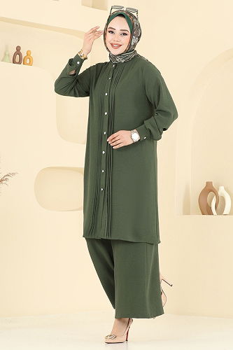 moda selvim طقم اخضر عفني 3104HBS856 - Thumbnail