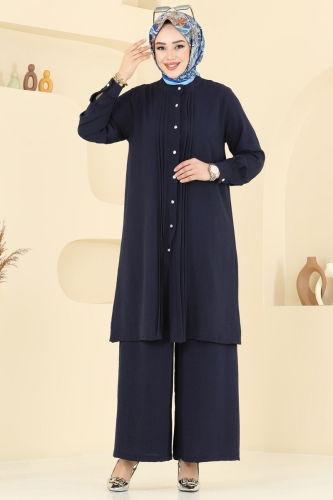 moda selvim طقم كحلي 3104HBS856 - Thumbnail