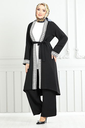 moda selvim طقم أسود 3104ZRF1096-M - Thumbnail