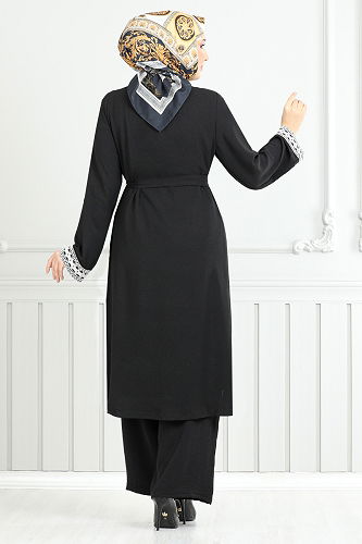 moda selvim طقم أسود 3104ZRF1096-M - Thumbnail