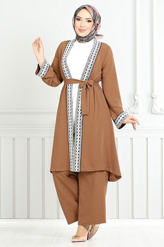 moda selvim طقم بني 3104ZRF1096-M - Thumbnail