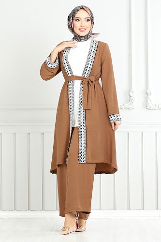 moda selvim طقم بني 3104ZRF1096-M - Thumbnail