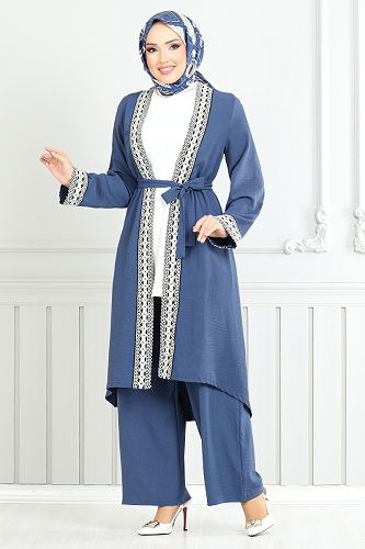 moda selvim Combined 3104ZRF1096-M Indigo - Thumbnail