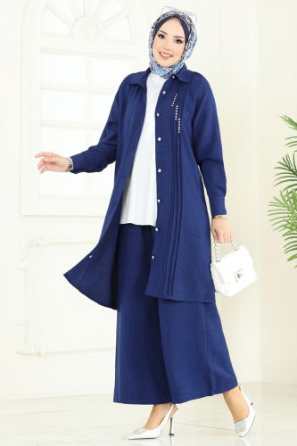 moda selvim طقم كحلي 3105HBS856 - Thumbnail