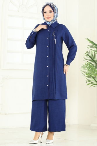 moda selvim طقم كحلي 3105HBS856 - Thumbnail
