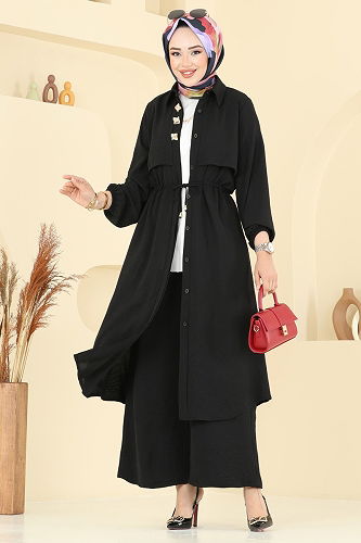 moda selvim طقم أسود 3112HBS856 - Thumbnail