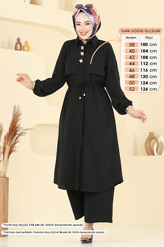 moda selvim طقم أسود 3112HBS856 - Thumbnail