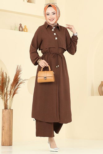 moda selvim طقم بني 3112HBS856 - Thumbnail