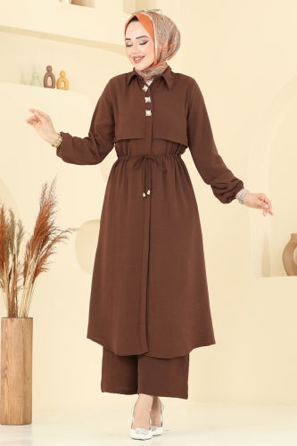 moda selvim طقم بني 3112HBS856 - Thumbnail