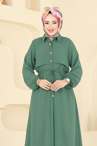 moda selvim طقم أخضر باهت 3112HBS856 - Thumbnail