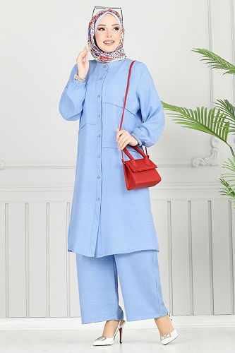 moda selvim طقم أزرق فاتح 3114HBS856 - Thumbnail