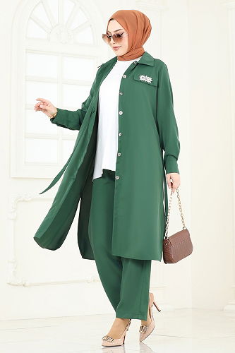 moda selvim طقم أخضر 3115BLU797 - Thumbnail