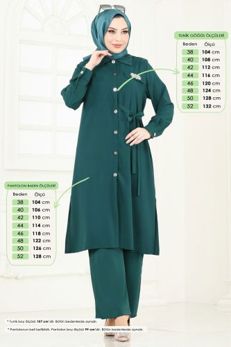 moda selvim طقم بترولي 3115BLU797 - Thumbnail