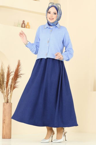 moda selvim طقم أزرق فاتح &كحلي 3116HBS856 - Thumbnail