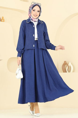 moda selvim طقم كحلي 3116HBS856 - Thumbnail