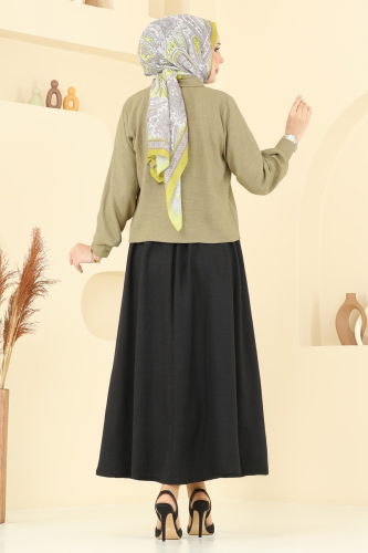 moda selvim Combined 3116HBS856 Oil Green & Black - Thumbnail