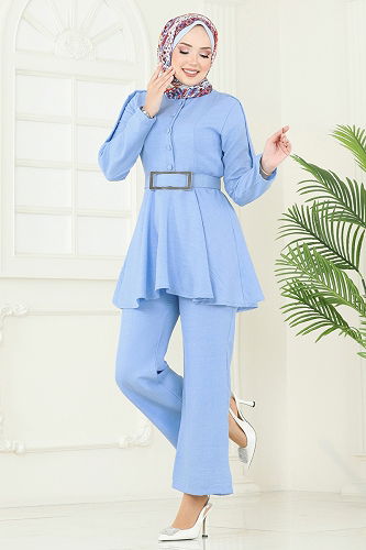 moda selvim طقم أزرق فاتح 3118HBS856 - Thumbnail