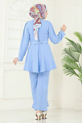 moda selvim طقم أزرق فاتح 3118HBS856 - Thumbnail