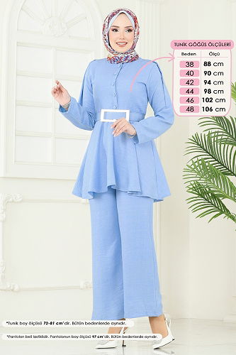 moda selvim طقم أزرق فاتح 3118HBS856 - Thumbnail