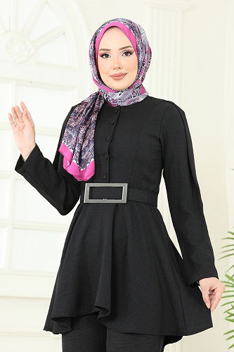 moda selvim طقم أسود 3118HBS856 - Thumbnail