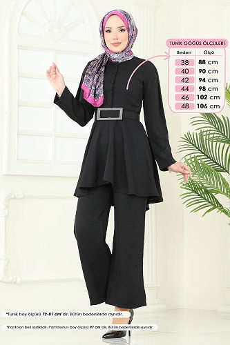 moda selvim طقم أسود 3118HBS856 - Thumbnail