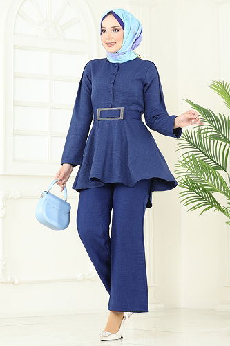 moda selvim طقم كحلي 3118HBS856 - Thumbnail