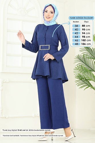 moda selvim طقم كحلي 3118HBS856 - Thumbnail