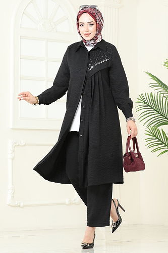 moda selvim طقم أسود 3128HBS856 - Thumbnail