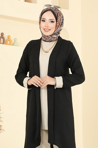 moda selvim طقم أسود وبيح 3129HBS856 - Thumbnail