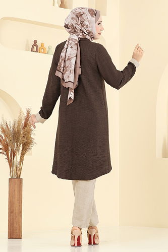 moda selvim طقم بني وبيج 3129HBS856 - Thumbnail