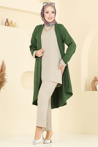 moda selvim طقم الأخضر والحجر 3129HBS856 - Thumbnail