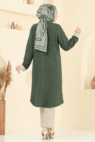 moda selvim طقم أخضر عفني و بيج 3129HBS856 - Thumbnail