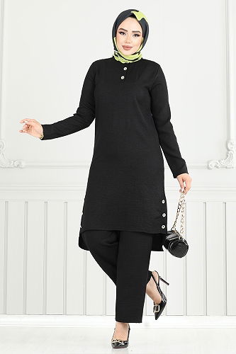 moda selvim طقم أسود 3130HBS932-M - Thumbnail