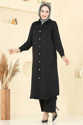 moda selvim طقم أسود 3158HBS856 - Thumbnail