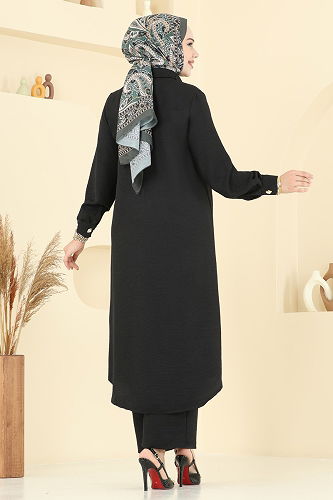 moda selvim طقم أسود 3158HBS856 - Thumbnail