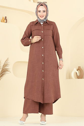 moda selvim طقم بني 3158HBS856 - Thumbnail