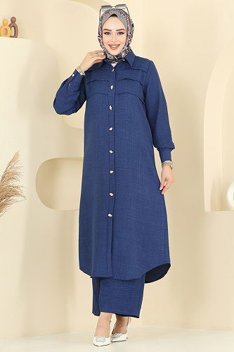 moda selvim طقم كحلي 3158HBS856 - Thumbnail