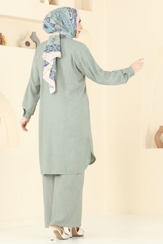 moda selvim طقم أخضر عشبي 318HBS856 - Thumbnail