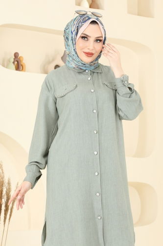moda selvim طقم أخضر عشبي 318HBS856 - Thumbnail