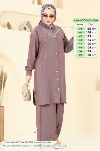 moda selvim طقم خمري 318HBS856 - Thumbnail