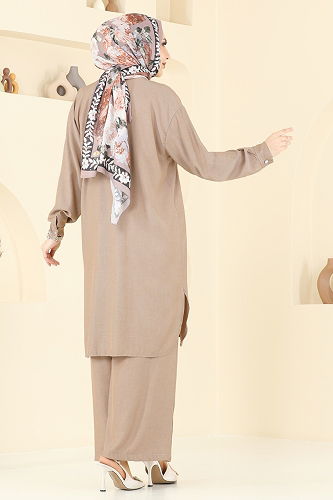 moda selvim طقم بيج غامق 318HBS856 - Thumbnail