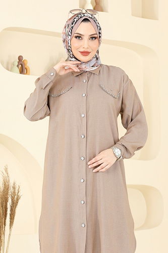 moda selvim طقم بيج غامق 318HBS856 - Thumbnail