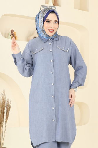 moda selvim Combined 318HBS856 Denim - Thumbnail