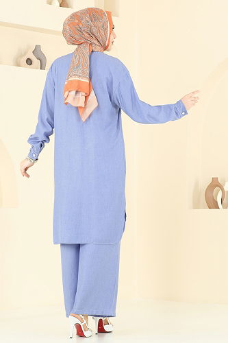 moda selvim طقم جينز فاتح 318HBS856 - Thumbnail