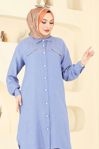 moda selvim طقم جينز فاتح 318HBS856 - Thumbnail