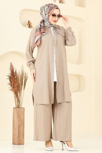 moda selvim طقم بيج 318HBS856 - Thumbnail