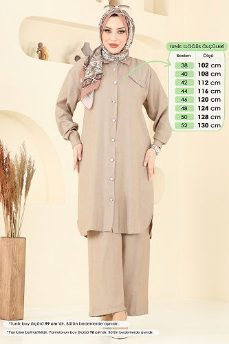 moda selvim طقم بيج 318HBS856 - Thumbnail